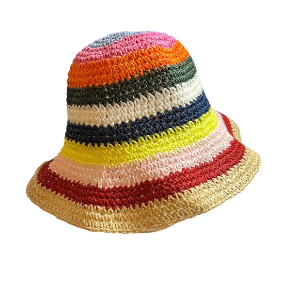 Hat Attack Multicolor‎ Pink Stripe Straw Remy Bucket Hat New main image 5